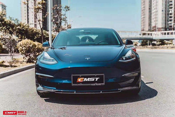 Tesla Model 3 Performance Long Range Standard Base 2017-2023 with Aftermarket Parts - Upper Valences Carbon Fiber/FRP from CMST Tuning