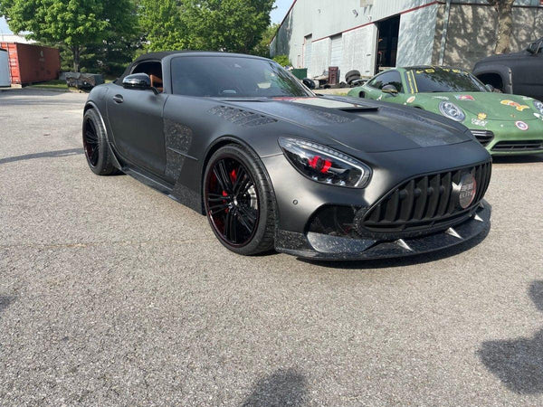 Mercedes Benz AMG GT GTS GTC GTR Pro Black Series C190 2016-2021 with Aftermarket Parts - Glass Clearview Style Vacuumed Carbon & FRP Hood Bonnet from  CMST Tuning