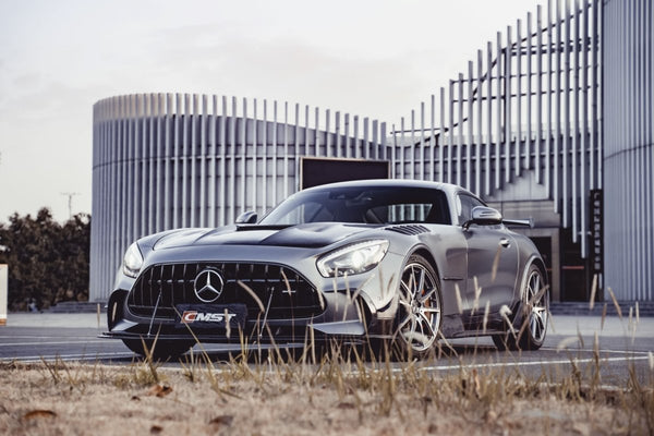 Mercedes Benz AMG GT GTS GTC GTR Pro Black Series C190 2016-2021 with Aftermarket Parts - Glass Clearview Style Vacuumed Carbon & FRP Hood Bonnet from  CMST Tuning