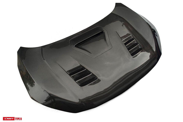 Honda Civic Type-R FK8 2017-2021 with Aftermarket Parts - V2 Vented Style Hood Bonnet Carbon Fiber / FRP from CMST Tuning 
