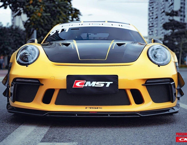 Porsche 991 991.1 911 Turbo/Turbo S/GT3RS 2012-2016
991 991.2 911 Turbo/Turbo S/GT3RS/GT2RS 2017-2019 with Aftermarket Parts - Vacuumed Carbon & FRP Front Canards from CMST Tuning
