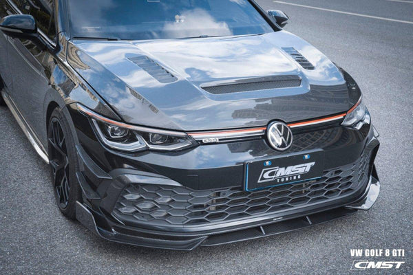 Volkswagen Golf GTI MK8 2022-ON with Aftermarket Parts - Carbon Fiber / FRP Front Bumper Canards from CMST Tuning