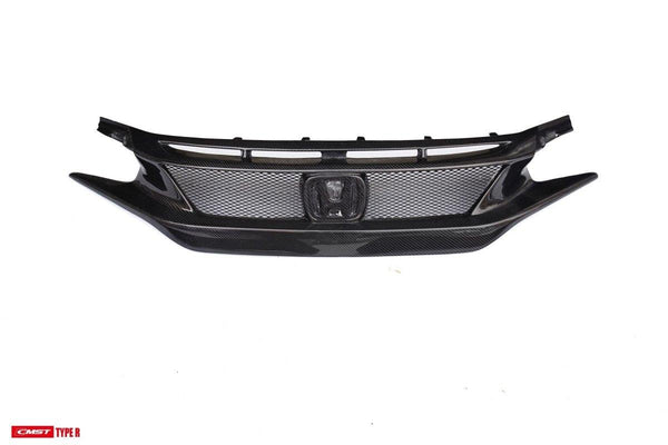 Honda Civic Type-R FK8 2017-2021 & Civic 10th Gen FC1/2/3/4/5/6/FK7 2017-2021 with Aftermarket Parts - V1 Style Front Grill & Eyelid Carbon Fiber/FRP from CMST Tuning 