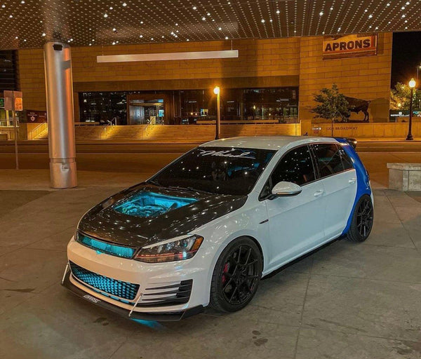 Volkswagen Golf R GTI Base MK7 MK7.5 2015-2021 (notch delete grill) with Aftermarket Parts - Front Grill Carbon Fiber / FRP from CMST Tuning