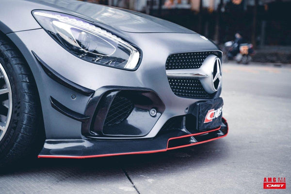 Mercedes Benz AMG GT GTS C190 2016-2017 with Aftermarket Parts - Carbon Fiber & FRP Front Intake Vent Trim Cover from CMST Tuning