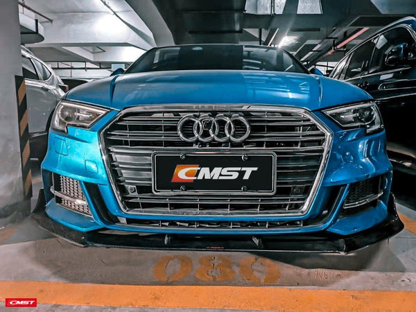 Audi S3 A3 S-line (with s-line bumper,does not fit base model) 8V.5 2017 2018 2019 2020 with Aftermarket Parts - Front Lip Carbon Fiber from CMST Tuning