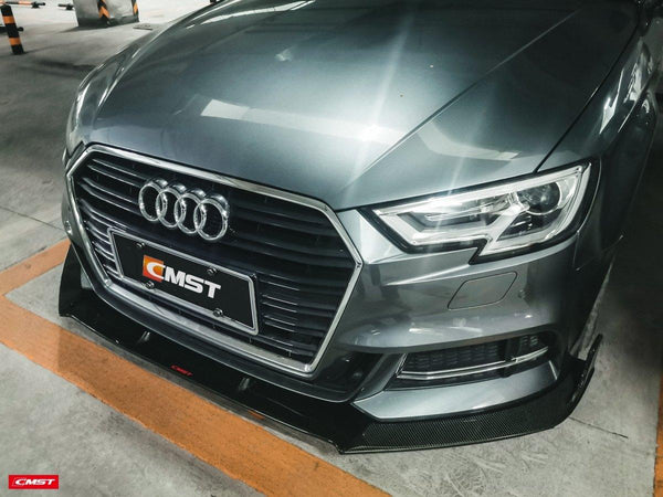 Audi S3 A3 S-line (with s-line bumper,does not fit base model) 8V.5 2017 2018 2019 2020 with Aftermarket Parts - Front Lip Carbon Fiber from CMST Tuning