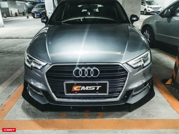 Audi S3 A3 S-line (with s-line bumper,does not fit base model) 8V.5 2017 2018 2019 2020 with Aftermarket Parts - Front Lip Carbon Fiber from CMST Tuning