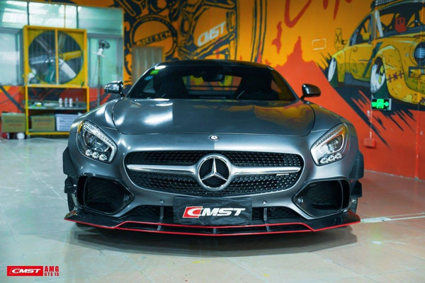 Mercedes Benz AMG GT GTS C190 2016-2017 with Aftermarket Parts - Vacuumed Carbon & FRP Front Lip Splitter from CMST Tuning