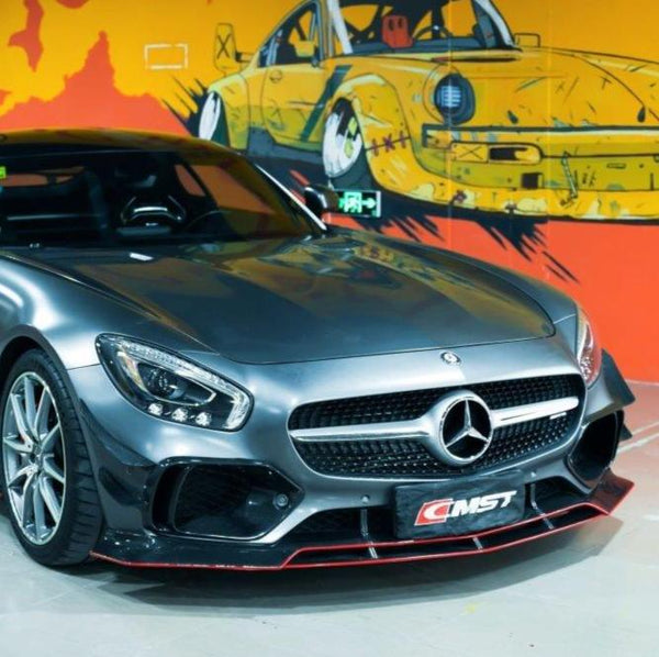 Mercedes Benz AMG GT GTS C190 2016-2017 with Aftermarket Parts - Vacuumed Carbon & FRP Front Lip Splitter from CMST Tuning