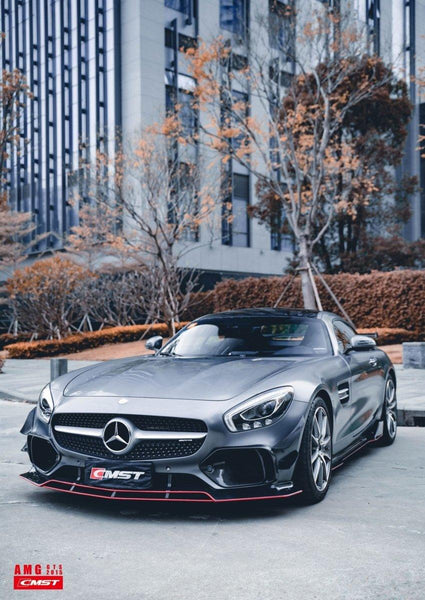 Mercedes Benz AMG GT GTS C190 2016-2017 with Aftermarket Parts - Vacuumed Carbon & FRP Front Lip Splitter from CMST Tuning