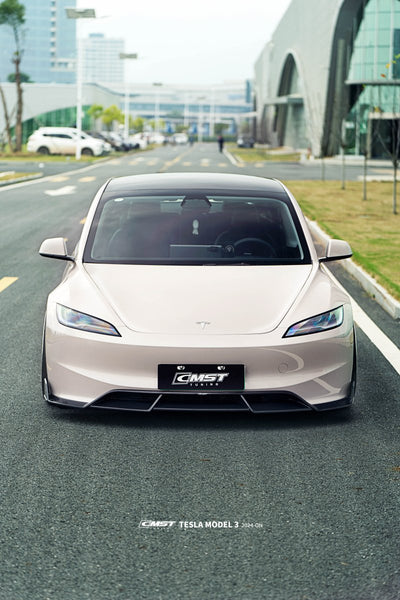 Tesla Model 3 Highland 2024-ON with Aftermarket Parts - V1 Front Lip Carbon Fiber from CMST Tuning