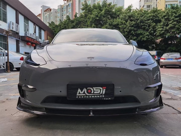 Tesla Model Y Performance AWD Long Range RWD Standard 2020-ON with Aftermarket Parts - V1 Style Front Lip Splitter Carbon Fiber / FRP from CMST Tuning