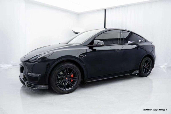 Tesla Model Y Performance AWD Long Range RWD Standard 2020-ON with Aftermarket Parts - V2 Style Front Lip Splitter Carbon Fiber / FRP from CMST Tuning