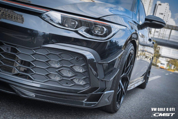 Volkswagen Golf GTI MK8 2022-ON with Aftermarket Parts - Pre-preg Carbon Fiber / FRP Front Lip Splitter from CMST Tuning