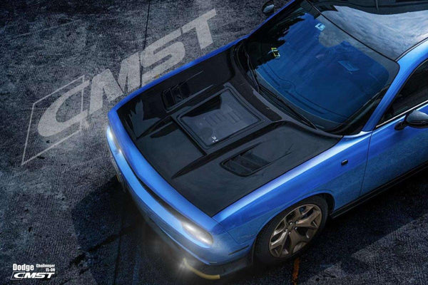 Dodge Challenger Demon Redeye Hellcat T/A Scat Pack 392 SRT R/T SXT SE 2008-2023 with Aftermarket Parts - Carbon Fiber / FRP Hood Bonnet from CMST Tuning