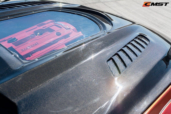 Ford Mustang GT 5.0 V6 3.6 Ecoboost 2.3 S550.1 2015-2017 with Aftermarket Parts - Clearview Glass Style Hood Bonnet Carbon Fiber / FRP from CMST Tuning
