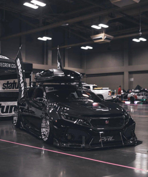 Honda Civic Type-R FK8 2017-2021 & Civic 10th Gen FC1 FC2 FC5 FC6 2016-2021 & Civic 10th Gen FC3 FC4 FK7 2017-2021 with Aftermarket Parts - Clearview Glass Style Hood Bonnet Carbon Fiber / FRP from CMST Tuning
