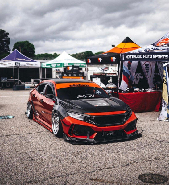 Honda Civic Type-R FK8 2017-2021 & Civic 10th Gen FC1 FC2 FC5 FC6 2016-2021 & Civic 10th Gen FC3 FC4 FK7 2017-2021 with Aftermarket Parts - Clearview Glass Style Hood Bonnet Carbon Fiber / FRP from CMST Tuning
