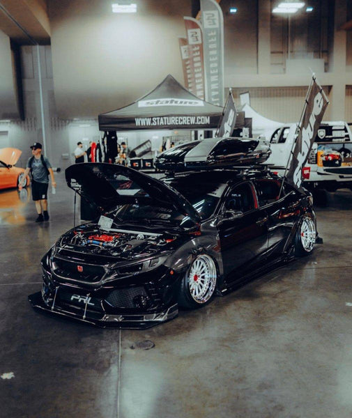 Honda Civic Type-R FK8 2017-2021 & Civic 10th Gen FC1 FC2 FC5 FC6 2016-2021 & Civic 10th Gen FC3 FC4 FK7 2017-2021 with Aftermarket Parts - Clearview Glass Style Hood Bonnet Carbon Fiber / FRP from CMST Tuning
