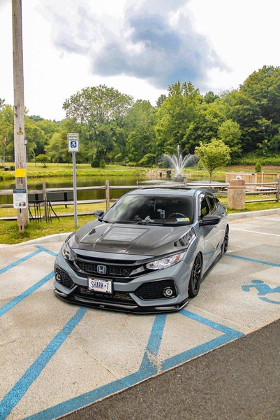 Honda Civic Type-R FK8 2017-2021 & Civic 10th Gen FC1 FC2 FC5 FC6 2016-2021 & Civic 10th Gen FC3 FC4 FK7 2017-2021 with Aftermarket Parts - Clearview Glass Style Hood Bonnet Carbon Fiber / FRP from CMST Tuning
