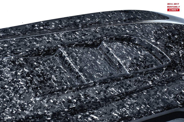Ford Mustang GT 5.0 V6 3.6 Ecoboost 2.3 S550.1 2015-2017 with Aftermarket Parts - Stage 2 Clearview Glass Style Hood Bonnet Carbon Fiber / FRP from CMST Tuning
