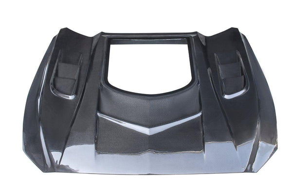 Ford Mustang GT 5.0 V6 3.6 Ecoboost 2.3 S550.1 2015-2017 with Aftermarket Parts - Stage 2 Clearview Glass Style Hood Bonnet Carbon Fiber / FRP from CMST Tuning
