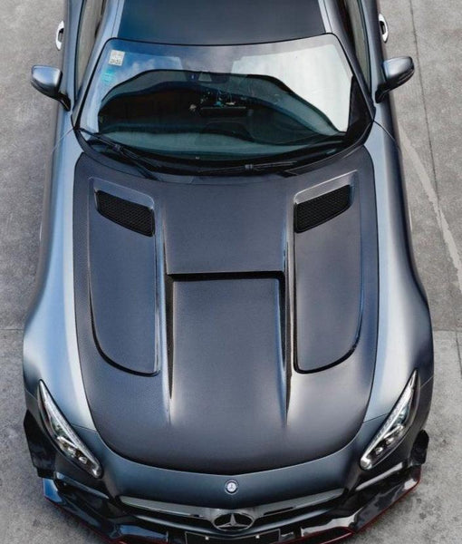 Mercedes Benz AMG GT GTS GTC GTR Pro Black Series C190 2016 2017 2018 2019 2020 2021 with Aftermarket Parts - Black Series Hood Bonnet Carbon Fiber / FRP from  CMST Tuning