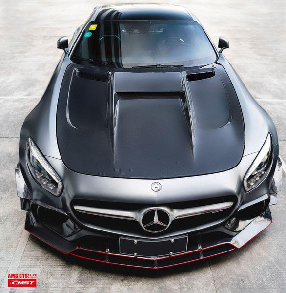 Mercedes Benz AMG GT GTS GTC GTR Pro Black Series C190 2016-2021 with Aftermarket Parts - Carbon Fiber & FRP Hood Bonnet from  CMST Tuning