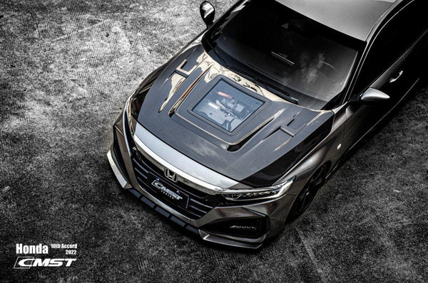 CMST Tuning Carbon Fiber Hood Bonnet Clearview Glass Transparent for Honda Accord 10th Gen - Performance SpeedShop