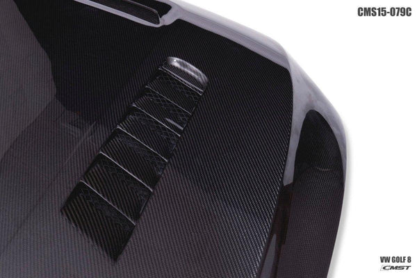 Volkswagen Golf R GTI Base MK8 2022-ON with Aftermarket Parts - V1 Vented Style Carbon Fiber/FRP Hood Bonnet from CMST Tuning