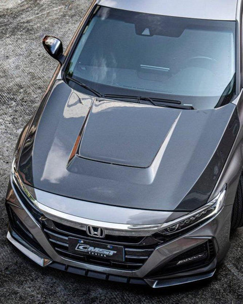 Honda Accord 10th Gen 2018-2022 with Aftermarket Parts - V2 Vented Style Hood Bonnet Carbon Fiber / FRP from CMST Tuning
