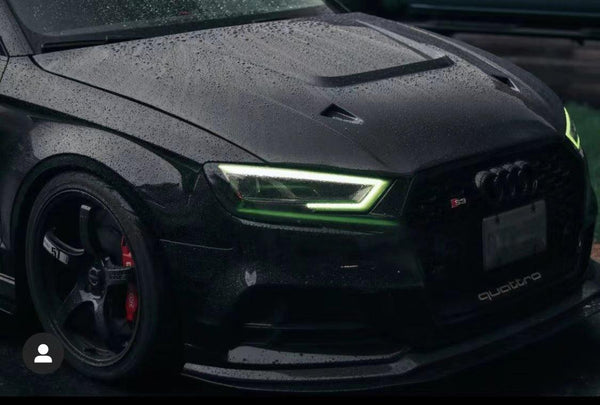Audi RS3 S3 A3 8V / 8V.5 2014 2015 2016 2017 2018 2019 2020 with Aftermarket Parts - V4 Hood Bonnet Carbon Fiber / FRP from  CMST Tuning