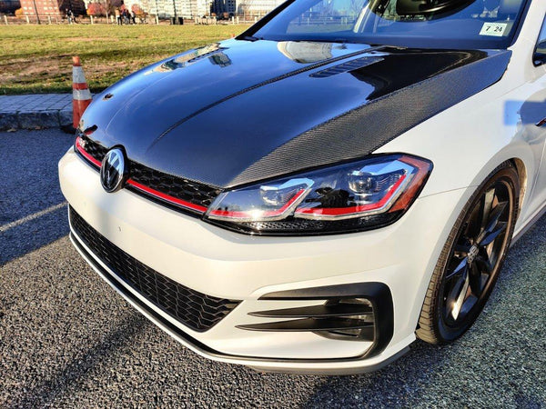 Volkswagen Golf R GTI Base MK7 MK7.5 2015-2021 with Aftermarket Parts - V1 Style Hood Bonnet Carbon Fiber / FRP from CMST Tuning