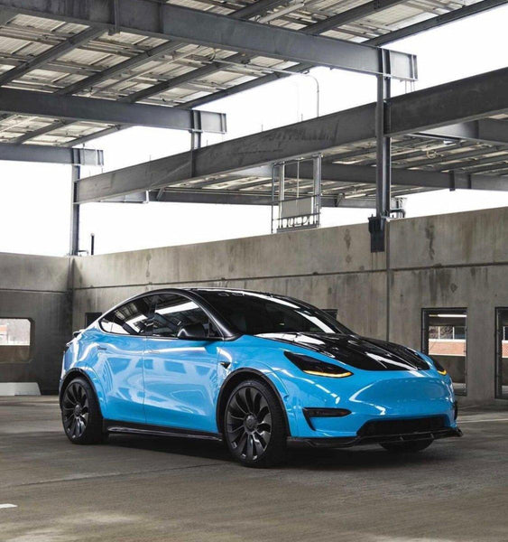 Tesla Model Y Performance AWD Long Range RWD Standard 2020-ON with Aftermarket Parts - V2 Style Hood Bonnet Carbon Fiber / FRP from CMST Tuning
