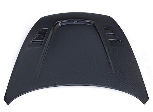 Nissan 370Z Nismo Sport Touring Base Fairlady Z Z34 2009-2020 with Aftermarket Parts - V2 Vented Style Hood Bonnet Carbon Fiber / FRP from CMST Tuning