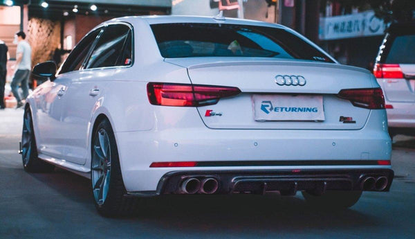 Audi S4 A4 S-line (with s-line bumper,does not fit base model) B9 2017 2048 2019 with Aftermarket Parts - Rear Diffuser Carbon Fiber from CMST Tuning