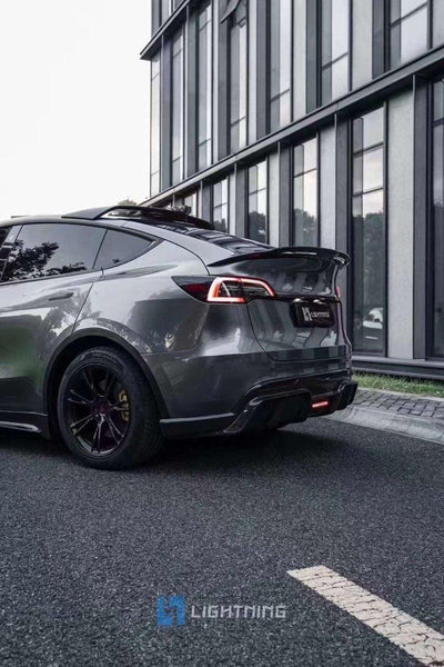 Tesla Model Y Performance AWD Long Range RWD Standard 2020-ON with Aftermarket Parts - V1 Style Rear Diffuser Carbon Fiber / FRP from CMST Tuning