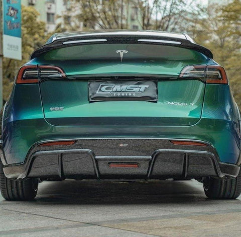 Tesla Model Y Performance AWD Long Range RWD Standard 2020-ON with Aftermarket Parts - V1 Style Rear Diffuser Carbon Fiber / FRP from CMST Tuning