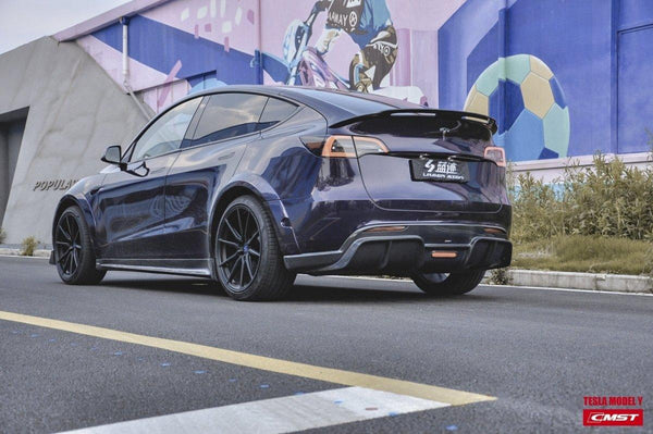 Tesla Model Y Performance AWD Long Range RWD Standard 2020-ON with Aftermarket Parts - V1 Style Rear Diffuser Carbon Fiber / FRP from CMST Tuning