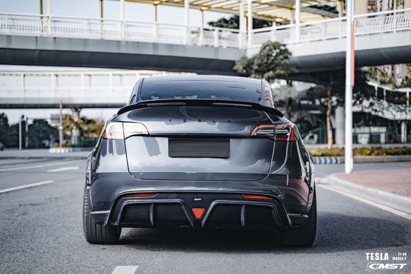 Tesla Model Y Performance AWD Long Range RWD Standard 2020-ON with Aftermarket Parts - V2 Style Rear Diffuser Carbon Fiber / FRP from CMST Tuning