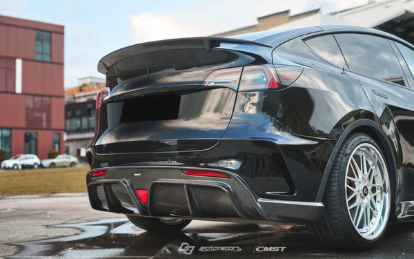 Tesla Model Y Performance AWD Long Range RWD Standard 2020-ON with Aftermarket Parts - V2 Style Rear Diffuser Carbon Fiber / FRP from CMST Tuning