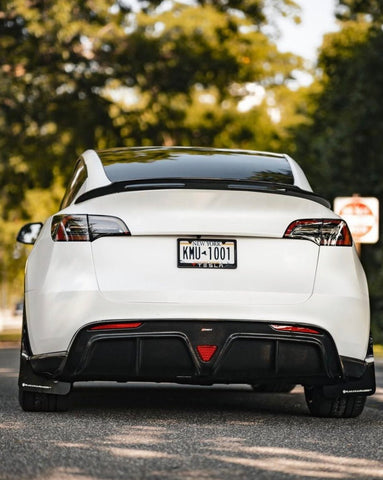 Tesla Model Y Performance AWD Long Range RWD Standard 2020-ON with Aftermarket Parts - V2 Style Rear Diffuser Carbon Fiber / FRP from CMST Tuning