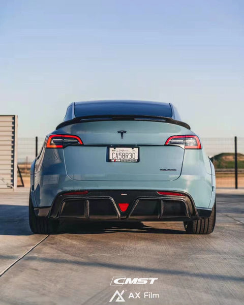 Tesla Model Y Performance AWD Long Range RWD Standard 2020-ON with Aftermarket Parts - V2 Style Rear Diffuser Carbon Fiber / FRP from CMST Tuning