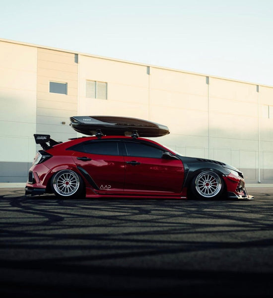 Honda Civic Type-R FK8 2017-2021 with Aftermarket Parts - Carbon Fiber FRP Rear Wheel Arch Trim from CMST Tuning