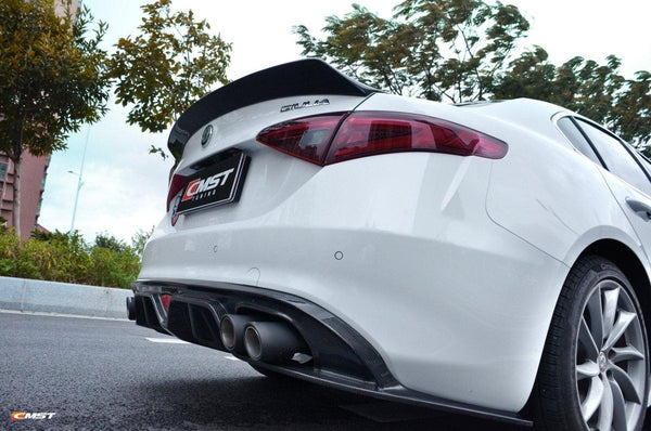 Alfa Romeo Giulia Quadrifoglio Sport Veloce Ti Sprint RWD AWD Lusso Base 2017 2018 2019 2020 2021 2022 2023 2024 2025 with Aftermarket Parts - Rear Spoiler Carbon Fiber / FRP from CMST Tuning