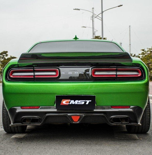Dodge Challenger Hellcat Redeye T/A Scat Pack 392 SRT R/T SXT SE 2008-2023 with Aftermarket Parts - Rear Duck Bill Tail Spoiler Carbon Fiber / FRP from CMST Tuning
