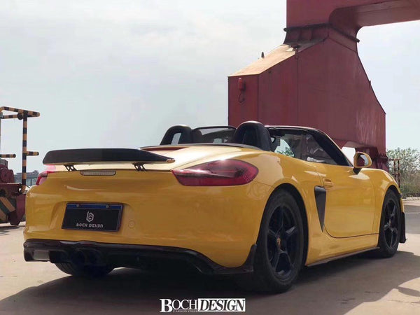 Porsche 981 Boxster (Base / S / GTS) 2012 2013 2014 2015 2016 with Aftermarket Parts - Rear Spoiler Carbon Fiber / FRP from CMST Tuning