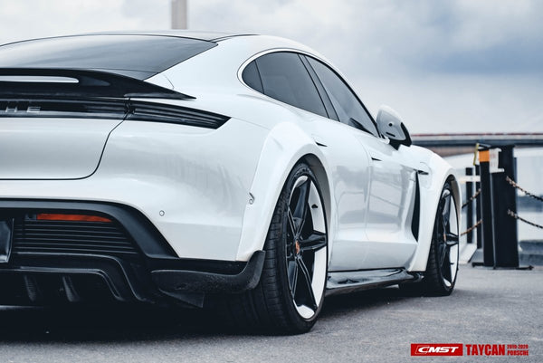 Porsche Taycan 9J1 Sedan RWD/4S/GTS/Turbo/Turbo S 2020-ON with Aftermarket Parts - Vacuumed Carbon & FPR Rear Spoiler from CMST Tuning