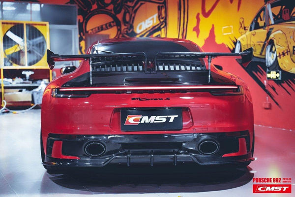 Porsche 911 992 992.1 Carerra Base/S/T/4/4S/Targa 4/Targa 4S/GTS 2020-2024 with Aftermarket Parts - V1 Style Carbon Fiber & FRP Rear Spoiler from CMST Tuning